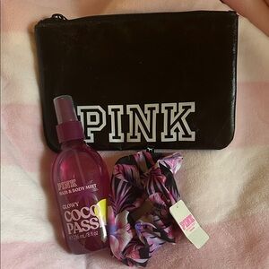 PINK Victoria's Secret Black Pouch with Mist